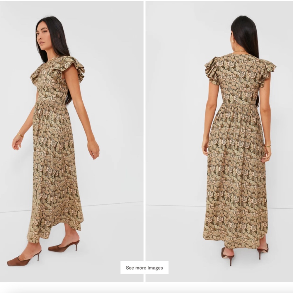 Tuckernuck Floral Maxi Dress in Brown and Cream